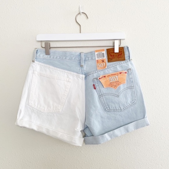 Levi's Two Tone Colorblock Denim Shorts - Picture 6 of 8
